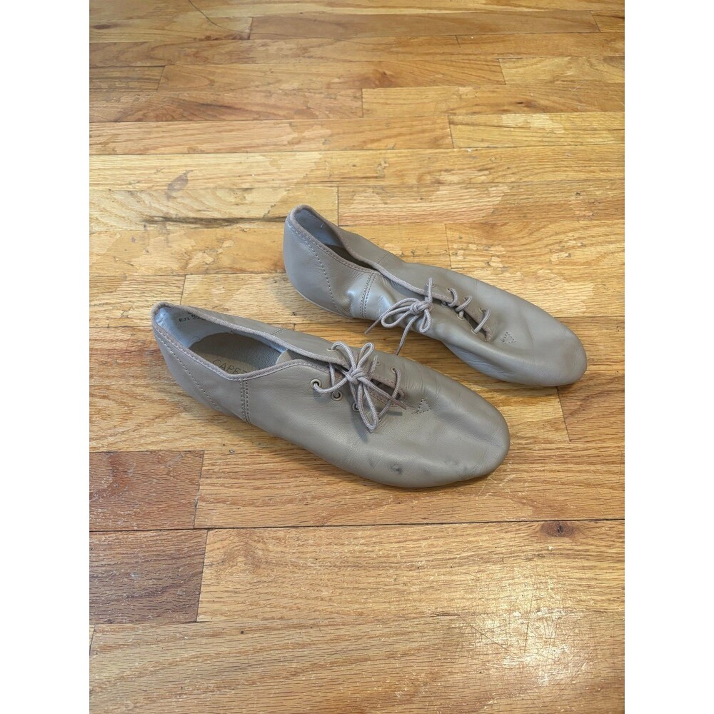 Capezio E-Series Jazz Oxford Dance Soft Leather Nude Shoes Size 10